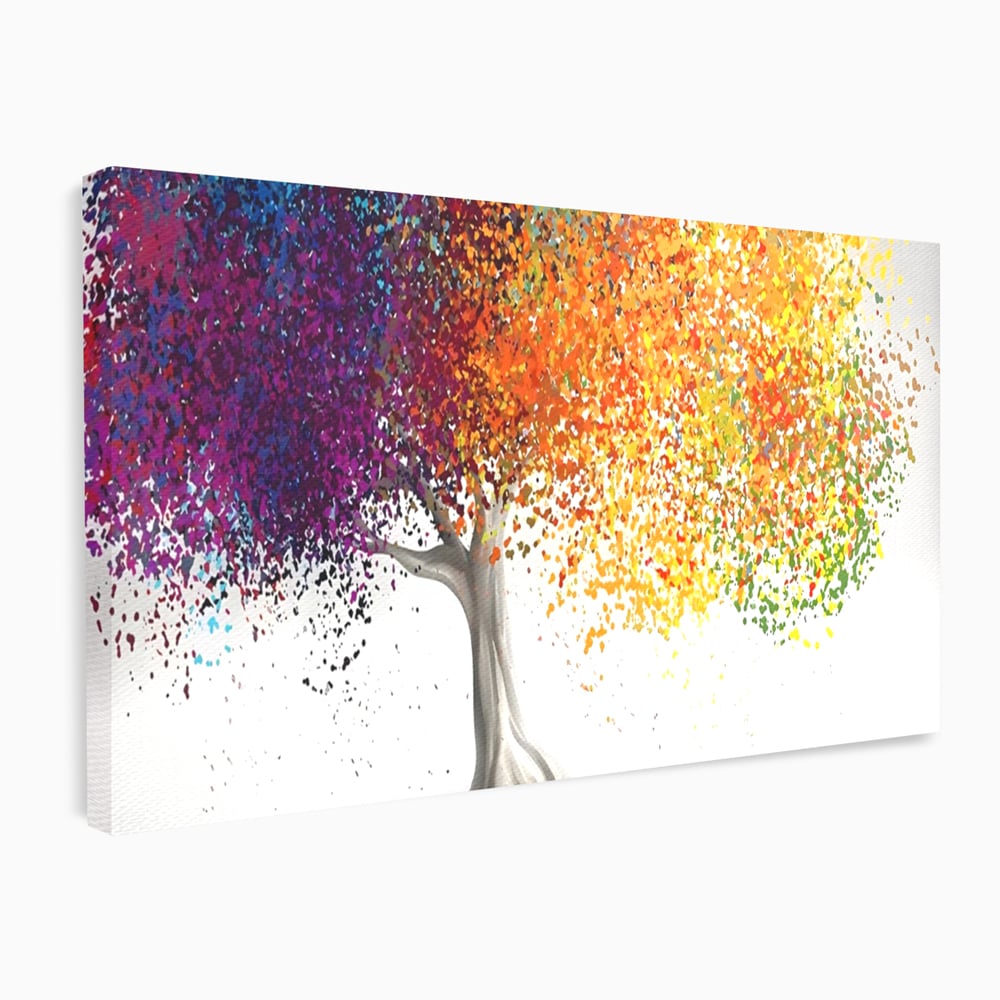 Tablou canvas cu tablou canvas cu un copac colorat, fara rama, pe sasiu de lemn